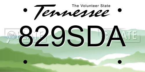 829SDA Tennessee License Plate