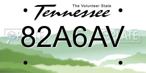 82A6AV Tennessee License Plate