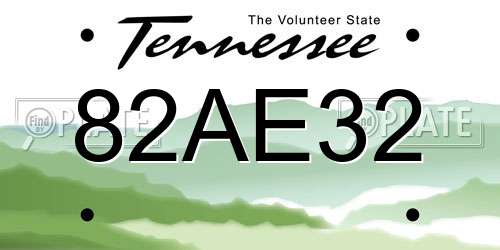 82AE32 Tennessee License Plate