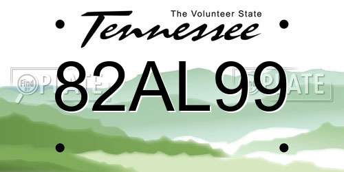 82AL99 Tennessee License Plate