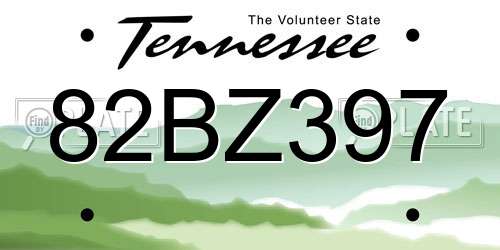 82BZ397 Tennessee License Plate