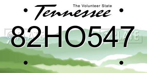 82HO547 Tennessee License Plate