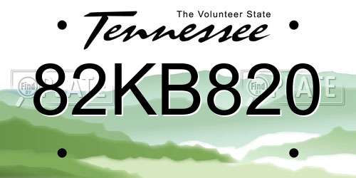 82KB820 Tennessee License Plate