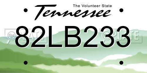 82LB233 Tennessee License Plate
