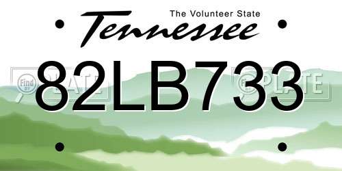 82LB733 Tennessee License Plate