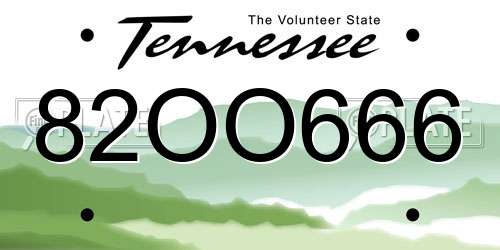 82OO666 Tennessee License Plate