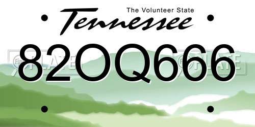 82OQ666 Tennessee License Plate