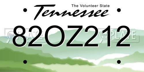 82OZ212 Tennessee License Plate