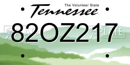 82OZ217 Tennessee License Plate