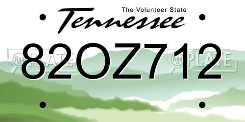 82OZ712 Tennessee License Plate