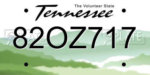 82OZ717 Tennessee License Plate