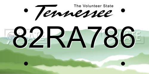 82RA786 Tennessee License Plate