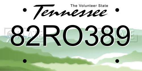 82RO389 Tennessee License Plate