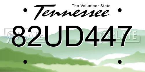 82UD447 Tennessee License Plate