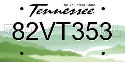 82VT353 Tennessee License Plate