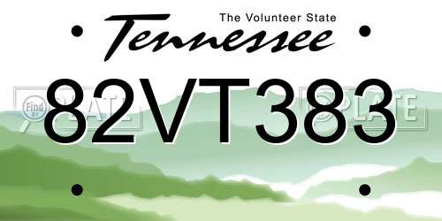 82VT383 Tennessee License Plate