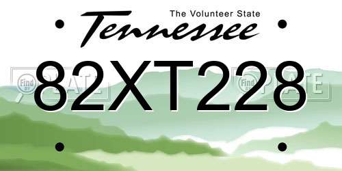82XT228 Tennessee License Plate