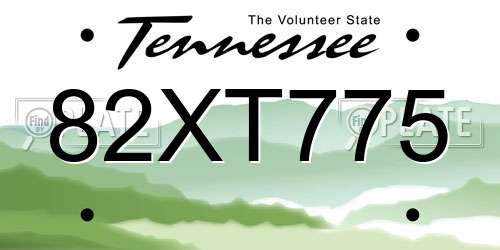 82XT775 Tennessee License Plate