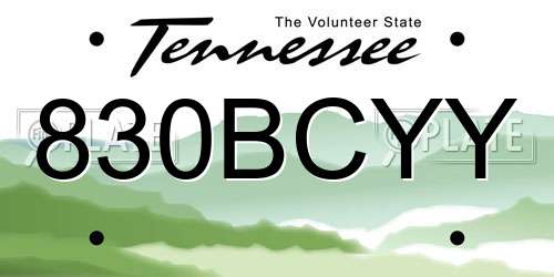 830BCYY Tennessee License Plate
