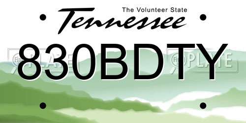 830BDTY Tennessee License Plate