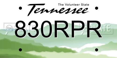830RPR Tennessee License Plate