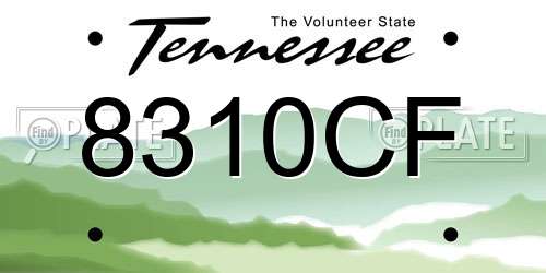 8310CF Tennessee License Plate