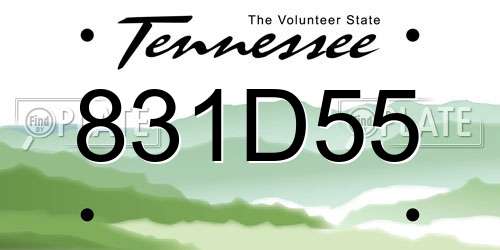 831D55 Tennessee License Plate