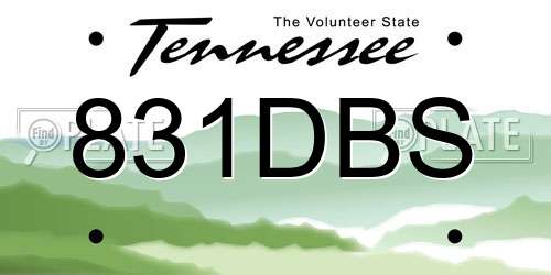 831DBS Tennessee License Plate