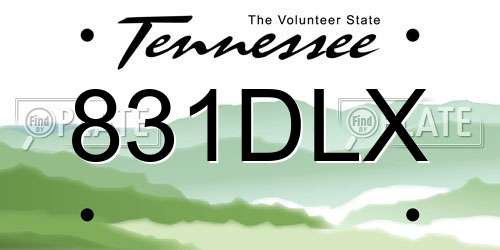 831DLX Tennessee License Plate