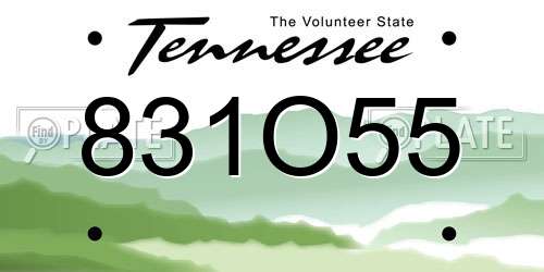 831O55 Tennessee License Plate