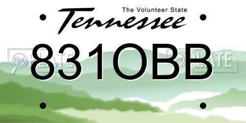 831OBB Tennessee License Plate