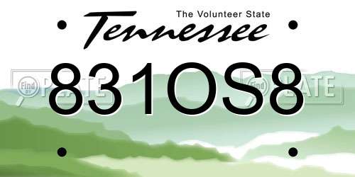 831OS8 Tennessee License Plate