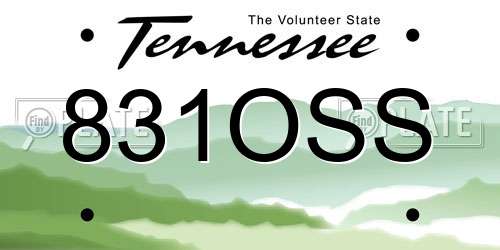 831OSS Tennessee License Plate