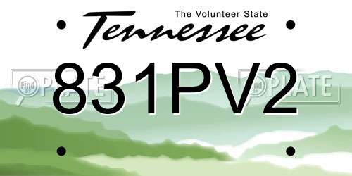 831PV2 Tennessee License Plate