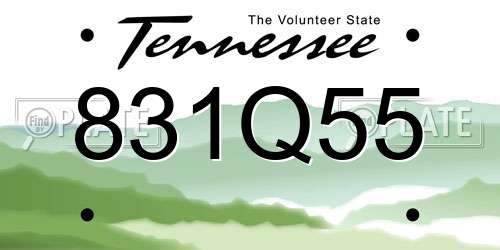 831Q55 Tennessee License Plate