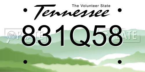 831Q58 Tennessee License Plate