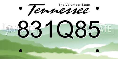 831Q85 Tennessee License Plate