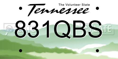 831QBS Tennessee License Plate