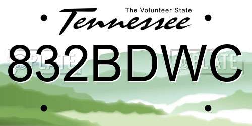 832BDWC Tennessee License Plate