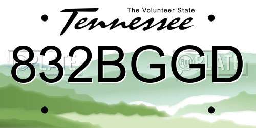 832BGGD Tennessee License Plate