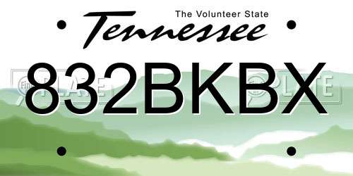 832BKBX Tennessee License Plate