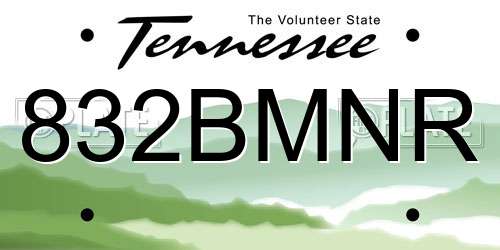 832BMNR Tennessee License Plate