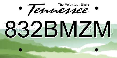 832BMZM Tennessee License Plate