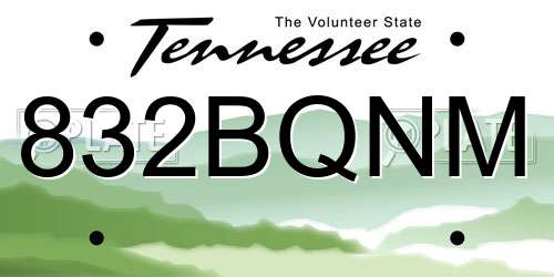 832BQNM Tennessee License Plate