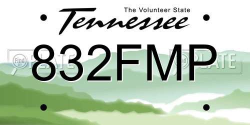 832FMP Tennessee License Plate
