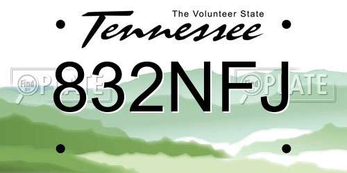 832NFJ Tennessee License Plate