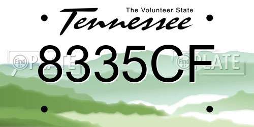 8335CF Tennessee License Plate
