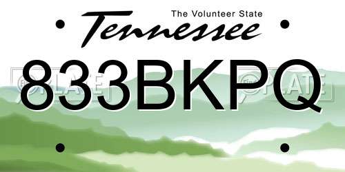 833BKPQ Tennessee License Plate