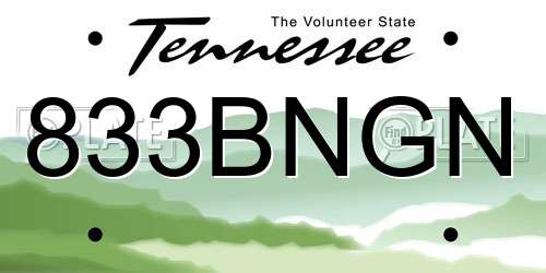 833BNGN Tennessee License Plate