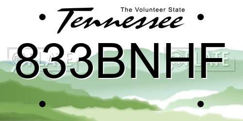 833BNHF Tennessee License Plate